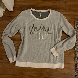 Motivational “Shine Bright” gray long-sleeve sweater
